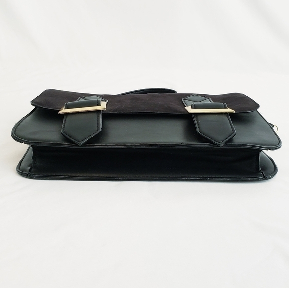 ASOS Black Satchel Vegan Leather and Faux Suede Bag Purse - Picture 8 of 11